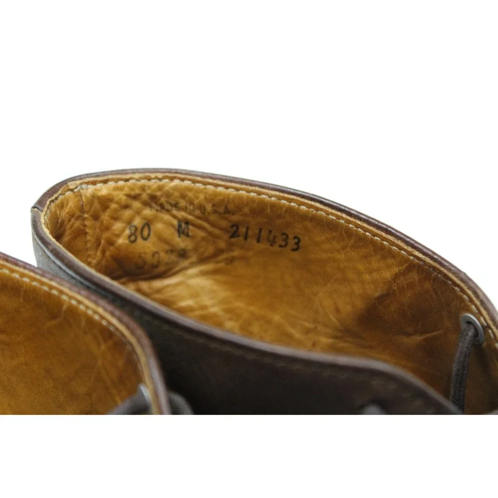 Vintage LL Bean Mens Brown Leather Lug Sole Chukka Boots Size 80 M 211433